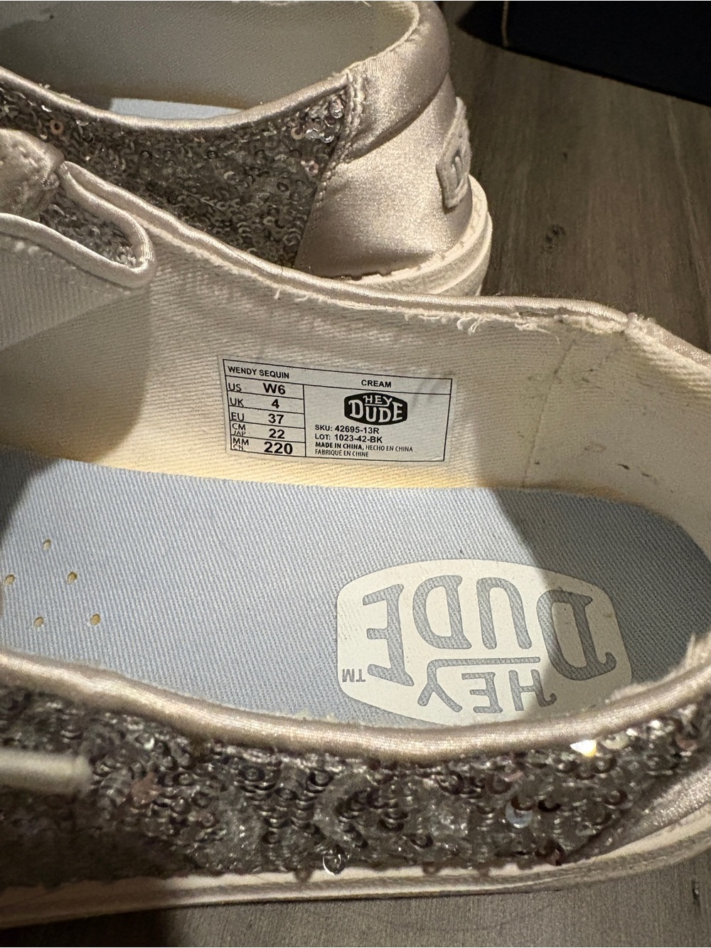 Hey Dude Silver Sequin Wally Loafers - Picture 2 of 4